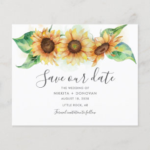 Budget Sunflower Watercolor Wedding Save The Date