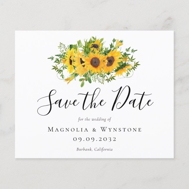 BUDGET Sunflower Wedding Save The Date (Front)