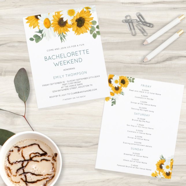 Budget Sunflower Weekend Bachelorette Party Invite (Creator Uploaded)