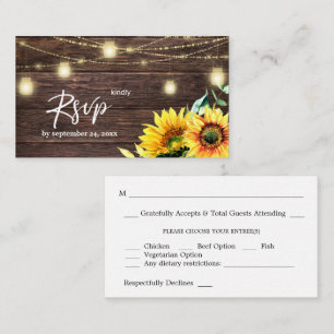 Budget Sunflower, Wood, Lights 2SM Meal RSVP Enclosure Card
