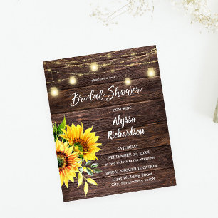 Budget Sunflower, Wood Lights Bridal Shower Flyer
