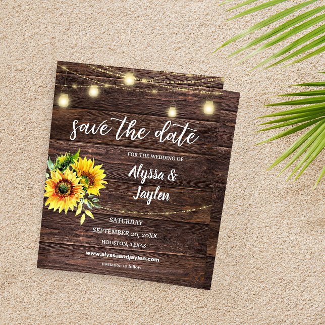 Budget Sunflower, Wood & Lights Save the Date (Creator Uploaded)
