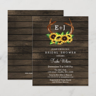 Budget Sunflowers Antlers Bridal Shower Invitation