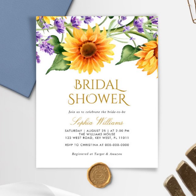 Budget Sunflowers Bridal Shower Invitation (Creator Uploaded)