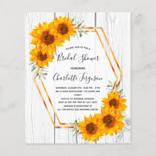 Budget Sunflowers Bridal Shower rustic geometrical