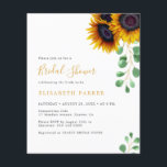 Budget sunflowers eucalyptus bridal shower invite flyer<br><div class="desc">Rustic elegant watercolor eucalyptus leaves and sunflowers bridal shower modern BUDGET affordable invitation FLYER with a chic faux gold typography script. PLEASE READ THIS BEFORE PURCHASING! This is a budget affordable card printed on a FLYER. Please note that BUDGET PAPER IS THIN - You can upgrade to have this card...</div>