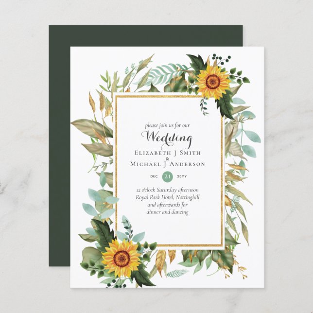 BUDGET Sunflowers Eucalyptus Greenery Wedding (Front/Back)