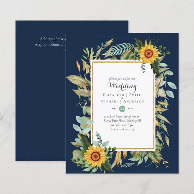 BUDGET Sunflowers Eucalyptus Greenery Wedding (Front/Back)