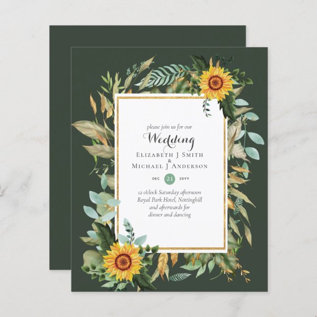 BUDGET Sunflowers Eucalyptus Greenery Wedding (Front/Back)