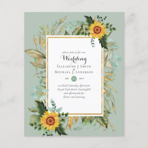 BUDGET Sunflowers Eucalyptus Greenery Wedding Flyer
