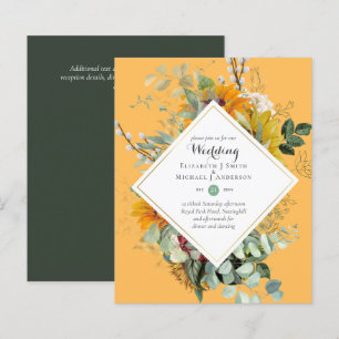 Budget Sunflowers Greenery Wedding Invites