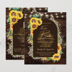 BUDGET Sunflowers Lights Lace Wedding INVITE