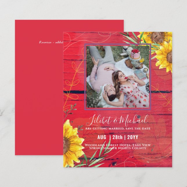 BUDGET Sunflowers PHOTO Save Change Date Plans (Front/Back)