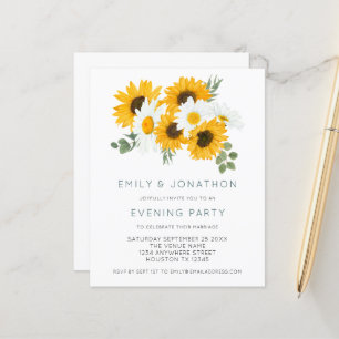 Budget Sunflowers Wedding Evening Party Invite