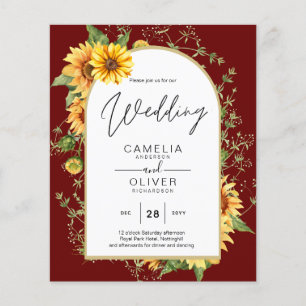BUDGET Sunflowers Wedding Invite QR Code RSVP Flyer