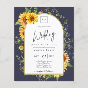 BUDGET Sunflowers Wedding Invite QR Code RSVP Flyer