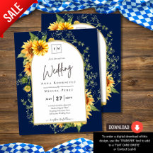 BUDGET Sunflowers Wedding Invite QR Code RSVP 
