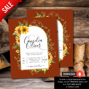 BUDGET Sunflowers Wedding Invite QR Code RSVP Flyer