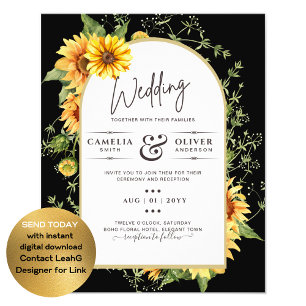 BUDGET Sunflowers Wedding Invite QR Code RSVP Flyer