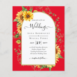 BUDGET Sunflowers Wedding Invite QR Code RSVP Flyer