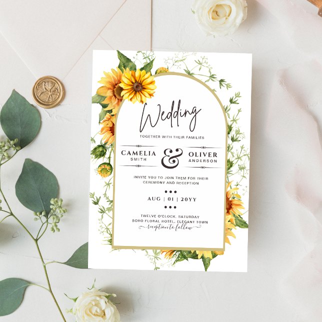 BUDGET Sunflowers Wedding Invite QR Code RSVP Matt Flyer (Creator Uploaded)