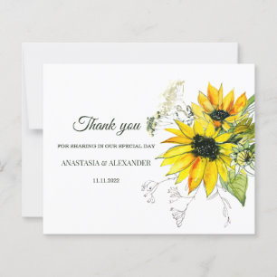 Budget Sunflowers Wedding Thank You Card.