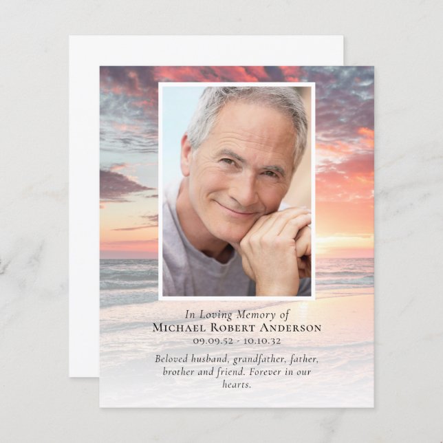 BUDGET Sunset Photo Funeral Thank You Card (Front/Back)