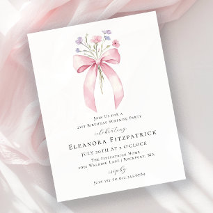 BUDGET SURPRISE 21st Birthday Pink Bow Invite