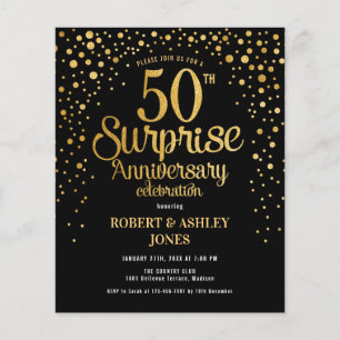 Budget Surprise 50th Anniversary Gold Invitation Flyer