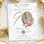 Budget Surprise 90th Birthday Party Invitation<br><div class="desc">Budget Surprise 90th Birthday Party Invitation. A delicate and feminine floral and botanical themed surprise 90th birthday party invitation. It features beautiful flowers surrounding the photo of the birthday person all with a hint of vintage classiness! The designer is always ready to help, contact her if you need help with...</div>