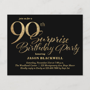 Budget Surprise 90th Birthday Party Invitation