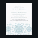 BUDGET SURPRISE Party 18th Birthday Snowflake<br><div class="desc">Very elegant blue watercolor snowflakes create a pretty border along the bottom of this adult birthday invitation. Modern and minimalist design has an open and airy feel. The contemporary aesthetic will appeal to people of all ages.</div>