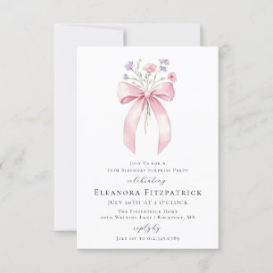 BUDGET SURPRISE PARTY 19th Birthday Bow Invite