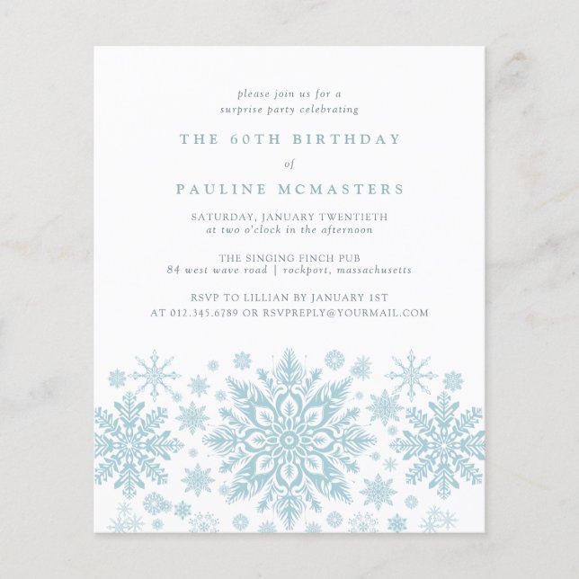BUDGET SURPRISE Party 60th Birthday Snowflake (Front)