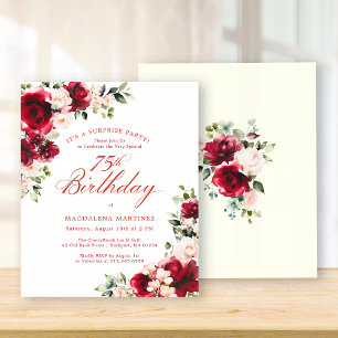 BUDGET SURPRISE PARTY 75th Birthday Pink Red Rose