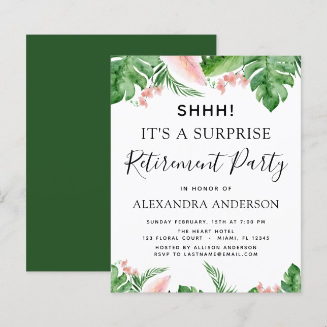 Budget Surprise Retirement Party Tropical (Front/Back)
