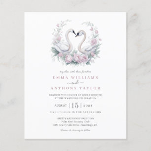 Budget Swan couple Wedding Invitation