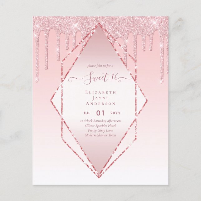 BUDGET SWEET16 Dripping Glitter Glamour Invit Flyer (Front)