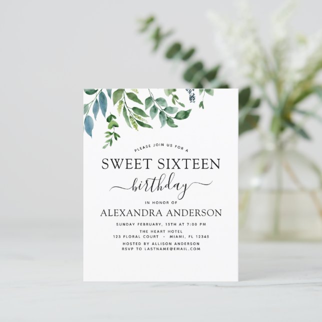 Budget Sweet 16 Birthday Botanical Greenery (Standing Front)