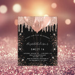Budget Sweet 16 black rose gold balloon invitation<br><div class="desc">A black background. Decorated with rose gold,  blush faux glitter drips,  paint dripping look and balloons.  Personalise and add a name,  age 21 and party details. The name is written with a hand lettered style script</div>