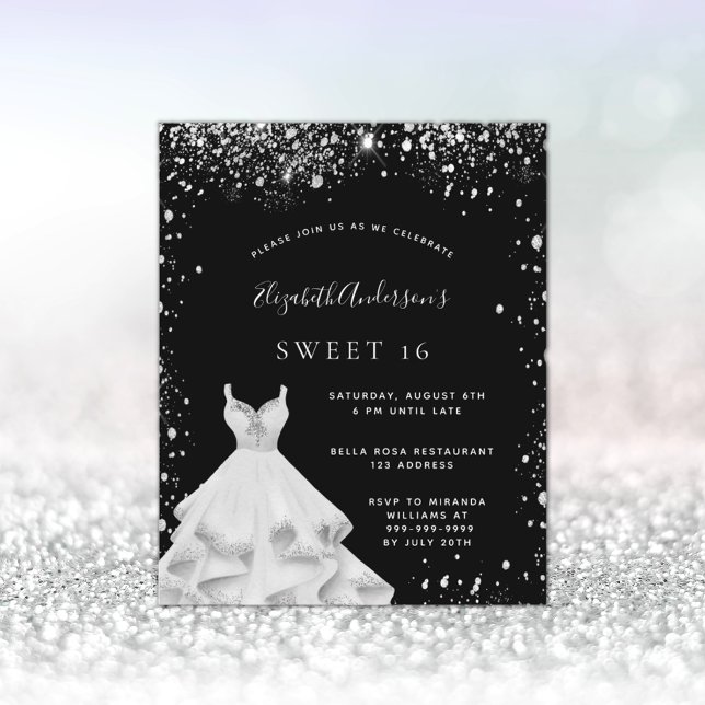 Budget Sweet 16 black silver glitter dust dress (Creator Uploaded)