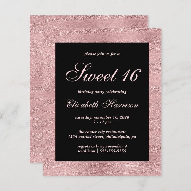Budget Sweet 16 Elegant Rose Gold Birthday Party (Front/Back)