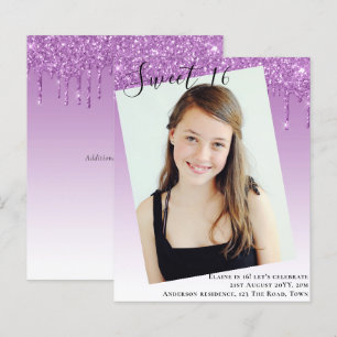 BUDGET Sweet 16 PHOTO Dripping Glitter Invite