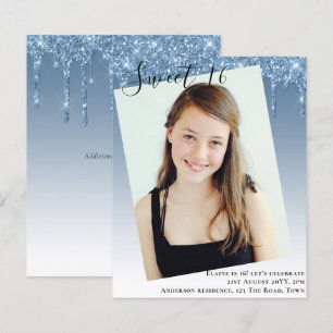 BUDGET Sweet 16 PHOTO Dripping Glitter Invite