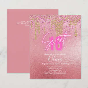 Budget Sweet 16 Pink Glitter Foil Girly Modern