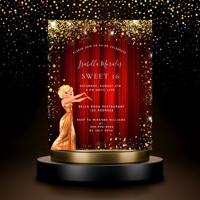 Budget Sweet 16 red gold glitter dress movie (Creator Uploaded)