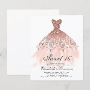 Budget Sweet 16 Rose Gold Gown Birthday Party