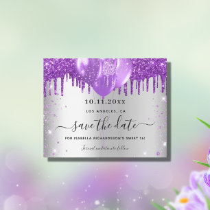 Budget Sweet 16 silver purple save the date