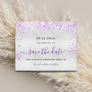 Budget Sweet 16 silver purple save the date