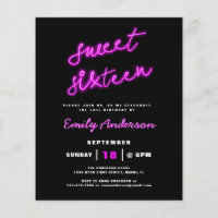 Budget Sweet 16 Sixteen Retro Neon Birthday Party